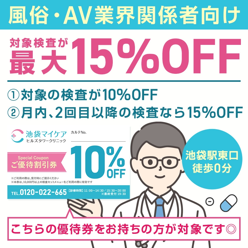風俗・AV業界関係者向けの性病検査割引