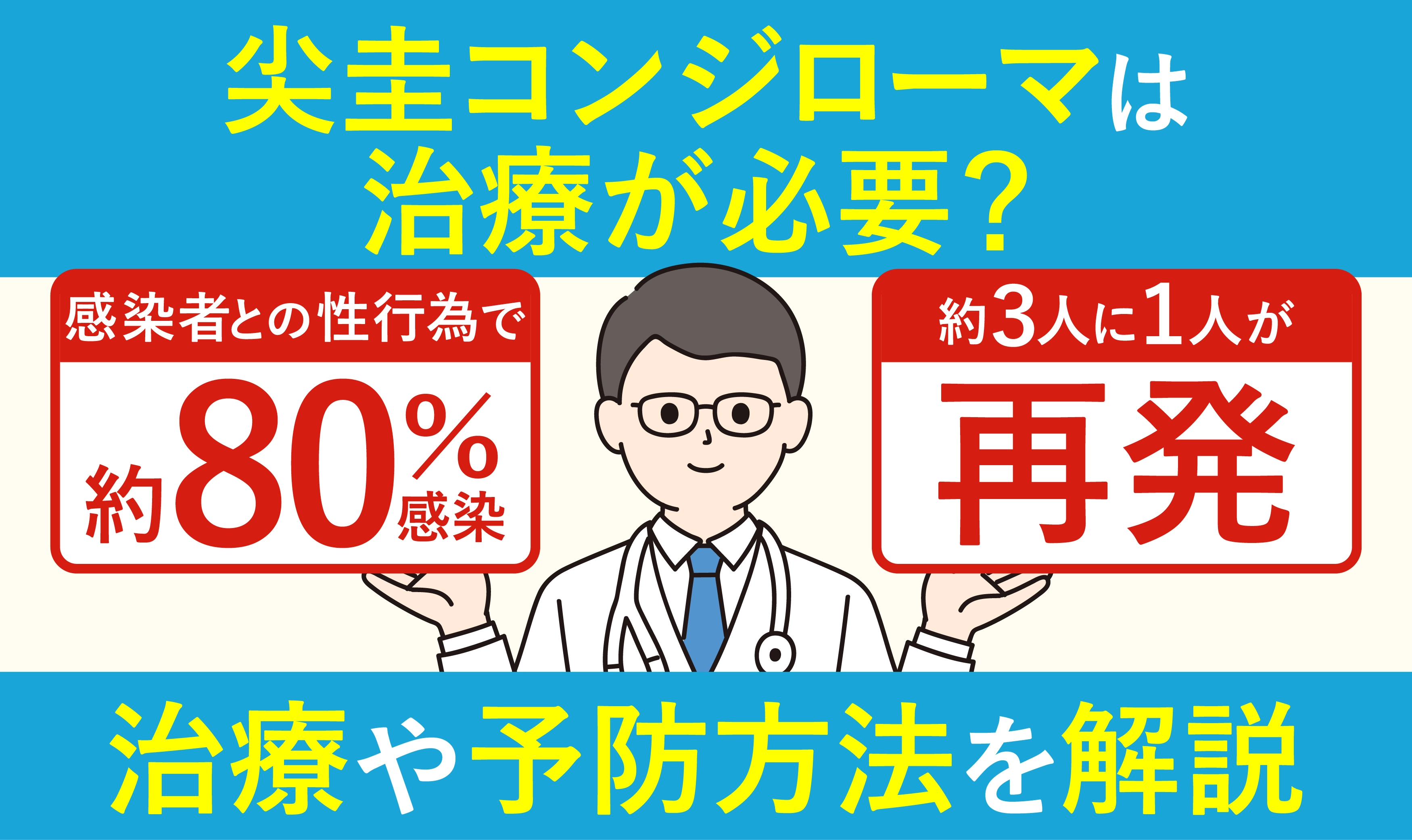 尖圭コンジローマは治療が必要?再発率や感染リスク、治療法・予防法(HPVワクチン・コンドーム)を解説