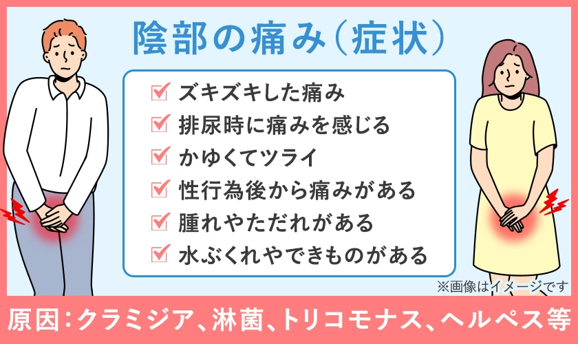 陰部(性器)の痛みの原因の多くは性感染症